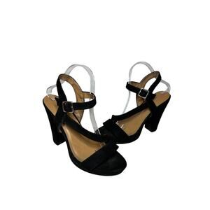 Report Suede Size 9 Strappy High Heel Shoes Black Quiet Luxury Party